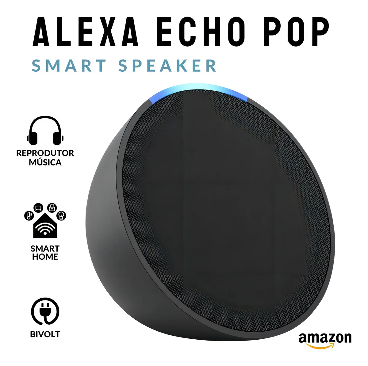 Enceinte connectée Bluetooth Echo Pop avec Alexa, son riche et format compact