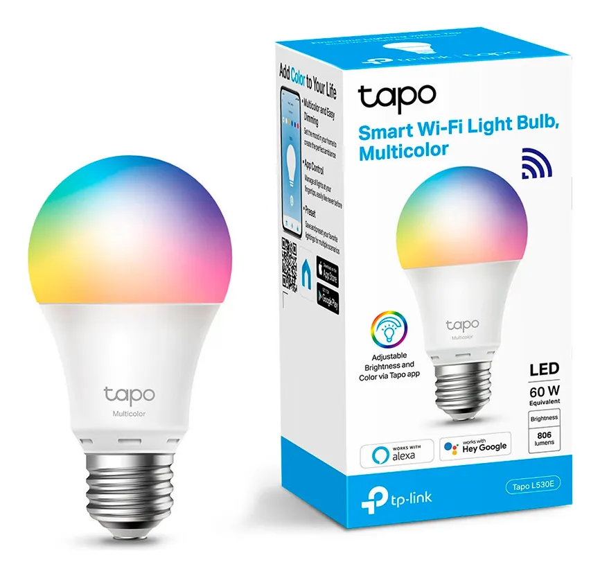 Ampoule connectée Wi-Fi Tapo LED multicolore - Éclairage intelligent réglable sans concentrateur