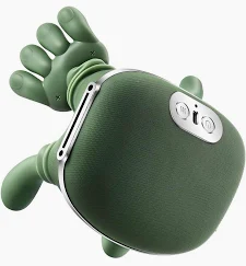 Primer plano del masajeador de cuello y hombros Shiatsu 4D en color verde bosque con correas ergonómicas de sujeción. Muestra los cabezales de rotación profunda y la función de calor activada sobre un fondo neutro.