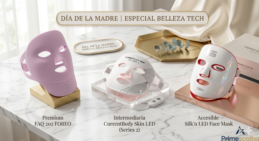 Selección de máscaras faciales LED de lujo para regalo del Día de la Madre en mármol blanco - Primescolha Select