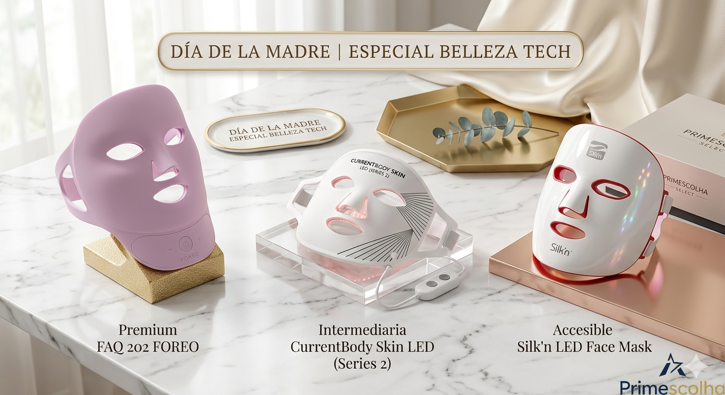 Selección de máscaras faciales LED de lujo para regalo del Día de la Madre en mármol blanco - Primescolha Select