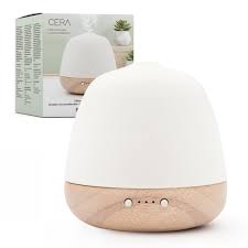 Difusor ultrasónico Pranarôm Cera de madera auténtica y cerámica, diseño premium para aromaterapia científica y bienestar en casa.
