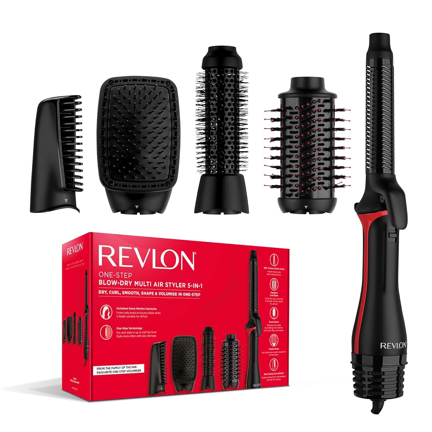 Cepillo secador y voluminizador Revlon Salon One-Step con diseño ovalado y flujo de aire 360.